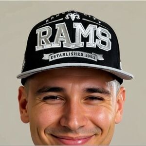 Kansas City Rams Vintage Snapback Hat Cap Black Gray One Size Adjustable